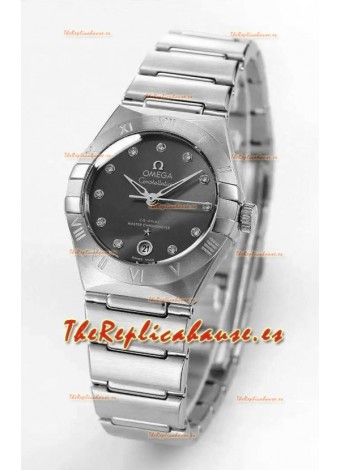 Reloj Omega Constellation automático de 29 mm con esfera gris y acero inoxidable, superclon