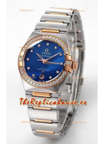Reloj Omega Constellation 29MM bicolor oro rosa con esfera azul, automático, superclon