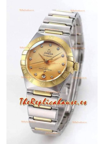 Reloj Omega Constellation 29MM automático con esfera bicolor de oro amarillo, superclon