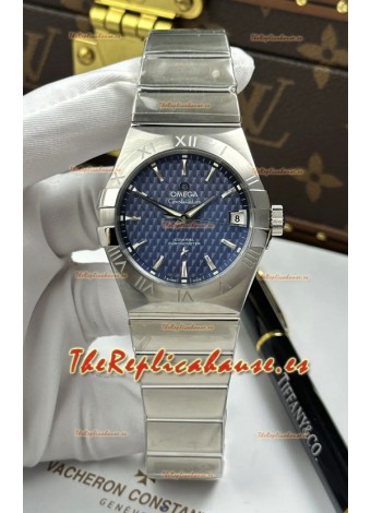 Reloj Omega Co-Axial Constellation de 38 mm, acero 904L, esfera azul, superclon