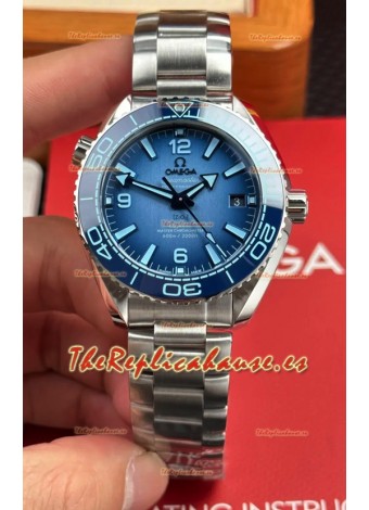 Reloj Omega Seamaster Planet Ocean de 39,5 mm con esfera azul, réplica perfecta para verano