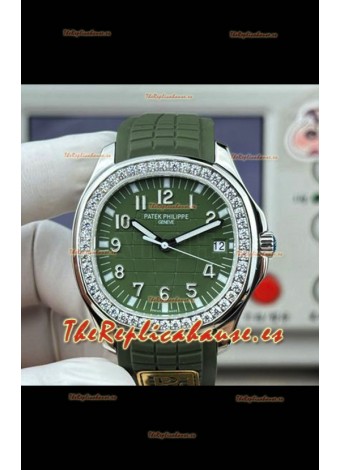Reloj Patek Philippe Aquanaut 5167 con esfera azul, correa, diamantes y bisel, réplica excepcional