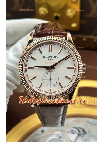 Reloj Patek Philippe Calatrava 6119G Superclon de oro rosa con esfera blanca