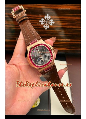 Reloj Patek Philippe Nautilus 5712 Superclon de oro rosa y rubíes rojos