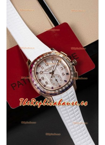 Reloj Patek Philippe Aquanaut 7968 Superclon de oro rosa con correa blanca