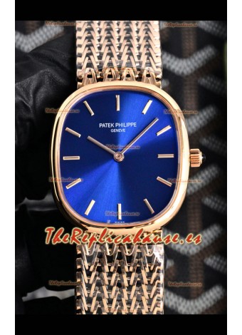 Reloj Patek Philippe Golden Ellipse 5738/1R-001 de oro rosa con esfera azul, superclon