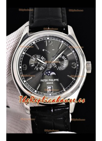 Reloj réplica suizo Patek Philippe Complications 5146 con calendario anual y esfera gris