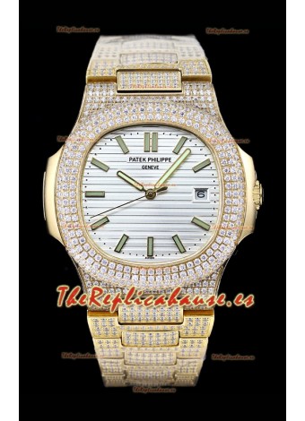 Patek Philippe Superclon Nautilus 5711/G Edición con diamantes engastados y esfera blanca