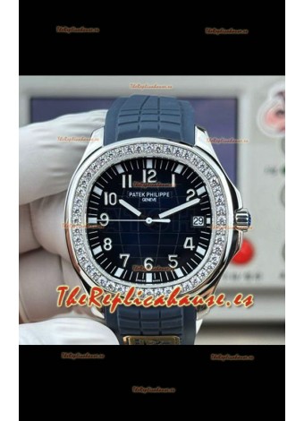 Reloj Patek Philippe Aquanaut 5167 con esfera azul, correa, diamantes y bisel, réplica excepcional