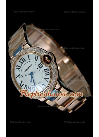 Ballon De Cartier Reproducción Reloj Suizo   - Mediano- de Oro Rosa 38MM