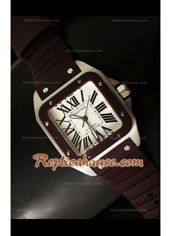 Cartier Santos 100 Reloj Automático Suizo para Señoras en Negro  - 33MM