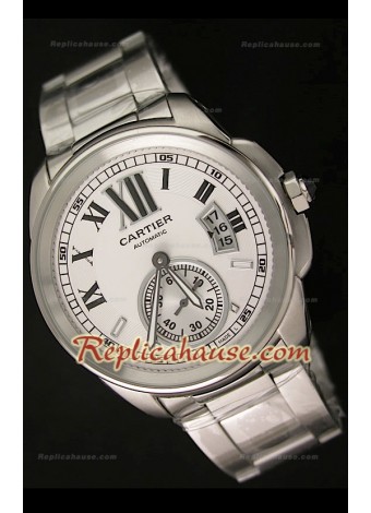 Calibre De Cartier Reloj Automático Japonés con Esfera Blanca