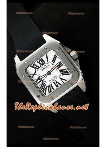 Cartier Santos 100 Reloj Suizo con Caja de Acero Réplica Escala 1:1 - 42MM