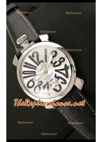 GaGa Milano Reloj Manual en Acero 48MM  - Números en Negro