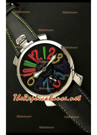 GaGa Milano Reloj Manual en Acero - 48MM - Esfera Negra