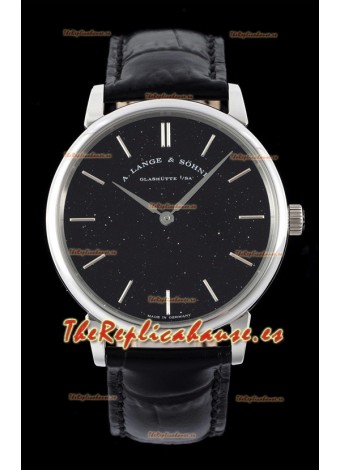 A.Lange & Sohne Saxonia Thin Reloj Réplica Suizo Caja De Acero Dial Negro