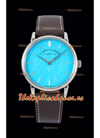 A.Lange & Sohne Saxonia Thin Reloj Suizo Réplica Caja de Acero Dial Azul Tiffany