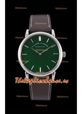 A.Lange & Sohne Saxonia Thin Reloj Réplica Suizo Caja de acero Dial verde