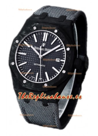 Audemars Piguet Royal Oak Ref.15400 Reloj con Caja de Carbono Forjado Dial Negro en Réplica Espejo 1:1