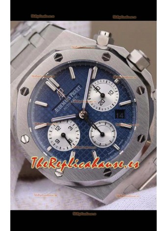 Audemars Piguet Royal Oak Chronograph Dial Azul Correa Acero Reloj Réplica Suiza