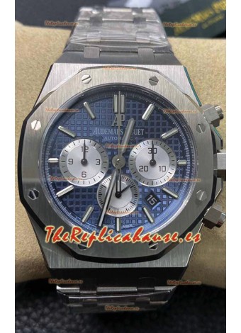 Audemars Piguet Royal Oak Chronograph Dial Azul Correa Acero Reloj Réplica Suiza