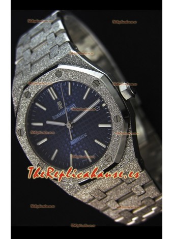 Audemars Piguet Royal Oak Frosted Self-Winding Reloj Réplica a espejo 1:1 con Dial en Oro Blanco color Azul