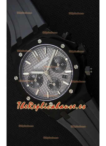 Audemars Piguet Royal Oak Reloj Réplica Suizo Cronógrafo Dial Gris tipo Pizarra Correa de Goma Caja Revestida de PVD