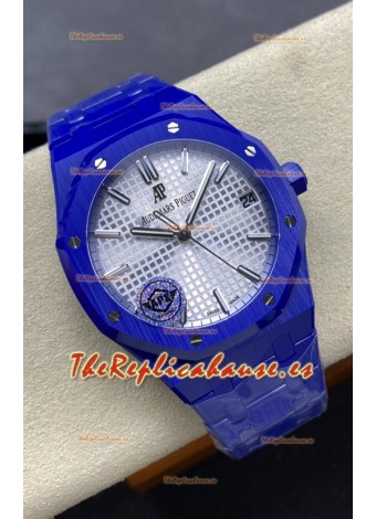 Audemars Piguet Royal Oak 15500 Reloj Caja Cerámica Azul Super Clone Replica Dial Acero