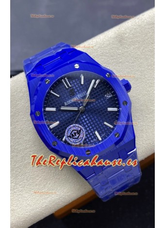 Audemars Piguet Royal Oak 15500 Reloj Caja Cerámica Azul Super Clone Replica Dial Azul