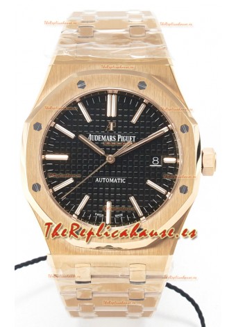 Audemars Piguet Royal Oak 15400 41MM Oro Rosado Dial Negro Super Clone Reloj Réplica 