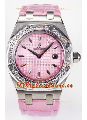 Audemars Piguet Royal Oak 33MM Acero 904L Cuarzo Suizo Dial Rosado Reloj Réplica 