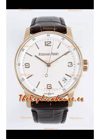 Audemars Piguet CODE 11.59 15210R Reloj Réplica Suizo en Oro Rosado Dial Blanco 41MM