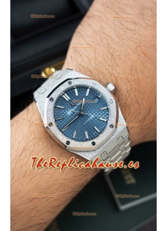 Reloj Audemars Piguet Super Clone 15454BC Royal Oak Frosted de 37MM con Dial Azul