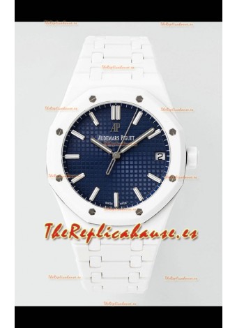 Reloj Audemars Piguet Royal Oak 15500 de cerámica blanca, Dial Azul, Superclon.