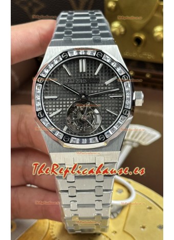 Reloj Audemars Piguet Super Clone Royal Oak con Tourbillon Flying Dial Gris de 41 mm.