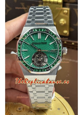 Reloj Audemars Piguet Super Clone Royal Oak con Tourbillon Volante, Dial Verde de 41 mm.