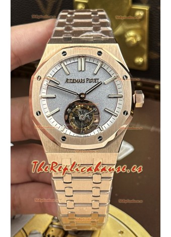 Audemars Piguet Royal Oak 26730OR Tourbillon Volante de 41 mm en Oro Rosado 904L con Dial Gris.