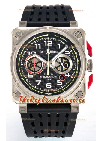 Bell & Ross BR03-94 Titanium Caja Carbono Dial Cronógrafo Reloj Réplica Espejo 1:1