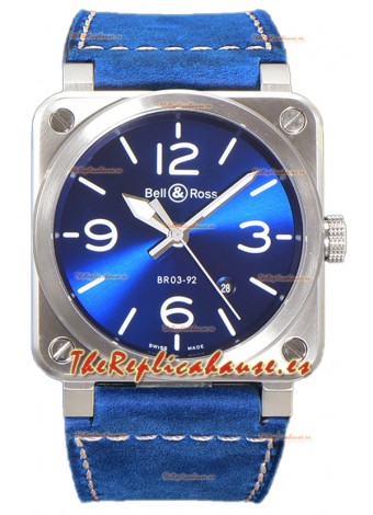 Bell and Ross BR03-A Dial Azul Acero 904L Reloj Réplica Suiza 