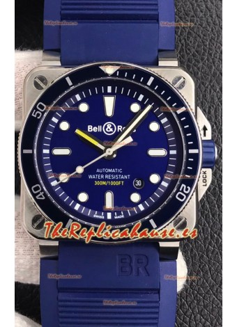 Bell & Ross BR03-92 Buzo Acero Inoxidable Dial Azul Reloj Réplica Suizo a espejo 1:1