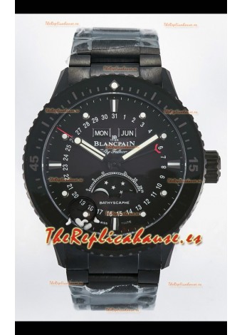 Reloj Blancpain Bathyscaphe Superclone con Caja de Cerámica y Dial Negro.