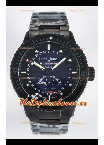 Reloj Blancpain Bathyscaphe Superclone con Caja de Cerámica y Dial Azul.