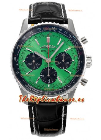 Breitling Navitimer B01 Chronograph 43 Dial Verde - Caja Acero 904L Réplica Suiza Espejo 1:1