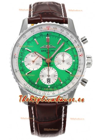Breitling Navitimer B01 Chronograph 43 Dial Verde - Caja Acero 904L Réplica Suiza Espejo 1:1