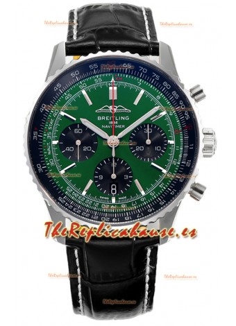 Breitling Navitimer B01 Chronograph 43 Dial Verde - Caja Acero 904L Réplica Suiza Espejo 1:1