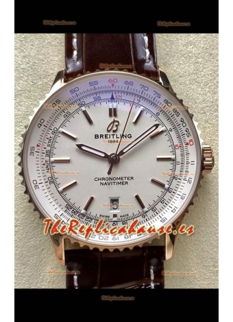 Breitling Navitimer 1 Automatic Reloj Réplica Suizo en Dial Blanco Caja Oro Rosado