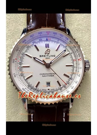 Breitling Navitimer 1 Automatic Reloj Réplica Suizo en Dial Blanco Bisel Oro Rosado