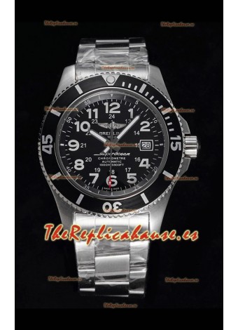 Breitling SuperOcean II 44mm 904L Caja Acero Reloj Réplica a Espejo 1:1 en Dial Negro