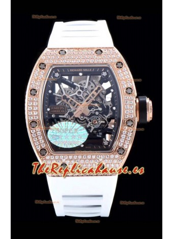 Richard Mille RM035 AMERICAS Oro Rosado 18K Reloj Réplica Correa Blanca
