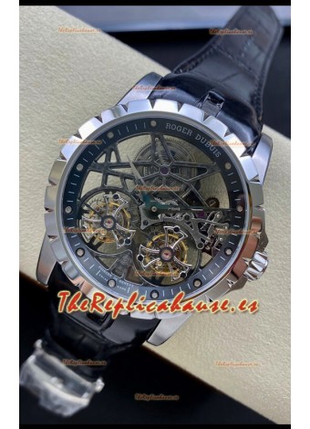 Roger Dubuis Excalibur Doble Tourbillon Reloj Réplica Suizo a Espejo 1:1 Caja Acero